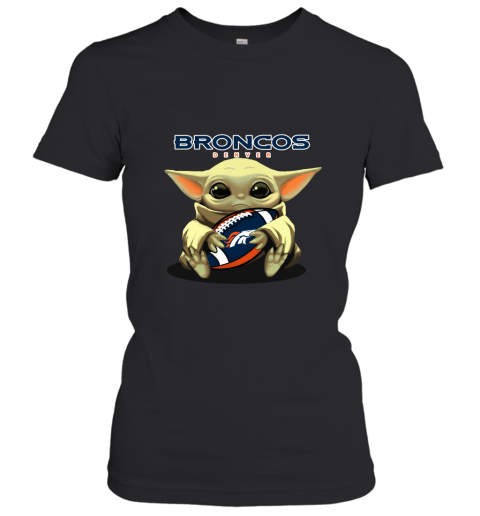 Baby Yoda Loves The Denver Broncos Star Wars NFL Women's T-Shirt