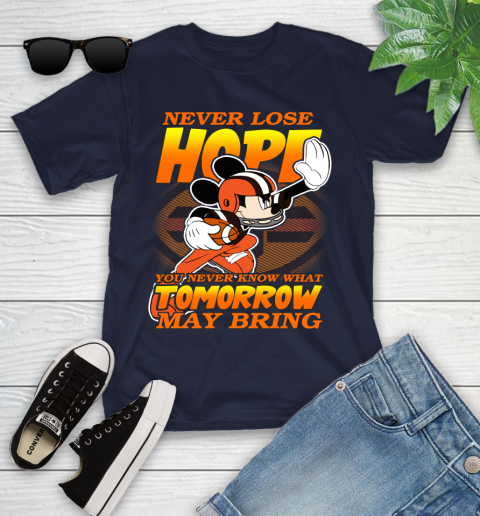 Cleveland Browns NFL Football Mickey Disney Never Lose Hope Youth T-Shirt 2