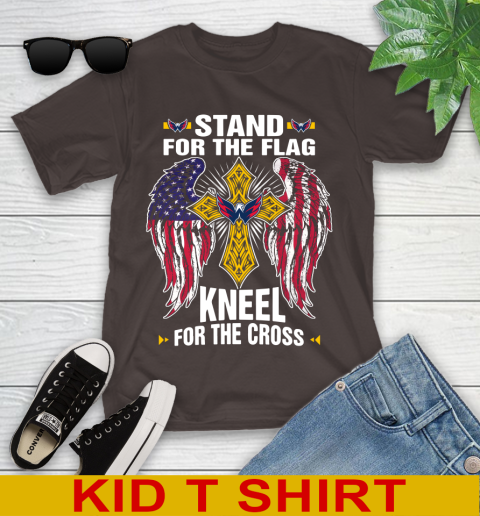 NHL Hockey Washington Capitals Stand For Flag Kneel For The Cross Shirt Youth T-Shirt 6