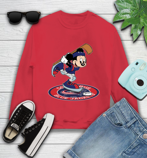 NHL Hockey Columbus Blue Jackets Cheerful Mickey Disney Shirt Youth Sweatshirt 8
