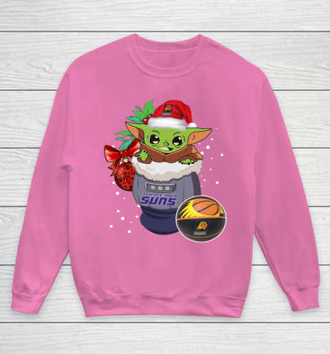 Phoenix Suns Christmas Baby Yoda Star Wars Funny Happy NBA Youth Sweatshirt 7
