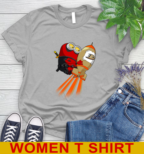NHL Hockey Anaheim Ducks Deadpool Minion Marvel Shirt Women's T-Shirt 5