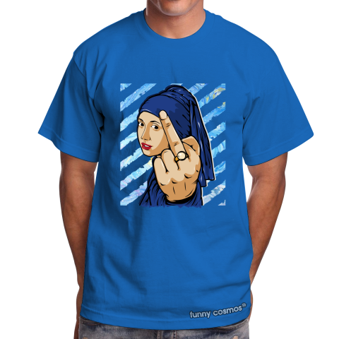 Air Jordan 5 Blue Suede Matching Sneaker Tshirt The girl With The Pearl Earing Middle Finger Black and Blue Jordan Tshirt
