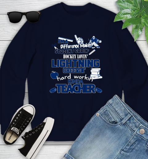 Tampa Bay Lightning NHL I'm A Difference Making Student Caring Hockey Loving Kinda Teacher Youth Sweatshirt 2
