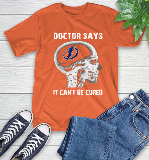 NHL Tampa Bay Lightning Hockey Skull It Can't Be Cured Shirt T-Shirt 4