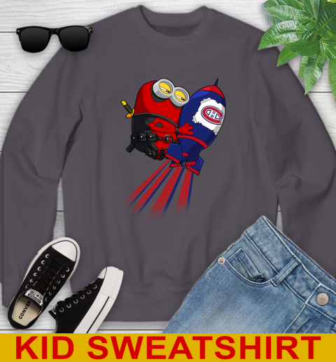 NHL Hockey Montreal Canadiens Deadpool Minion Marvel Shirt Youth Sweatshirt 5