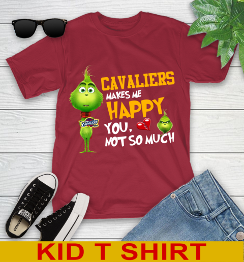 NBA Cleveland Cavaliers Makes Me Happy You Not So Much Grinch Basketball Sports Youth T-Shirt 12