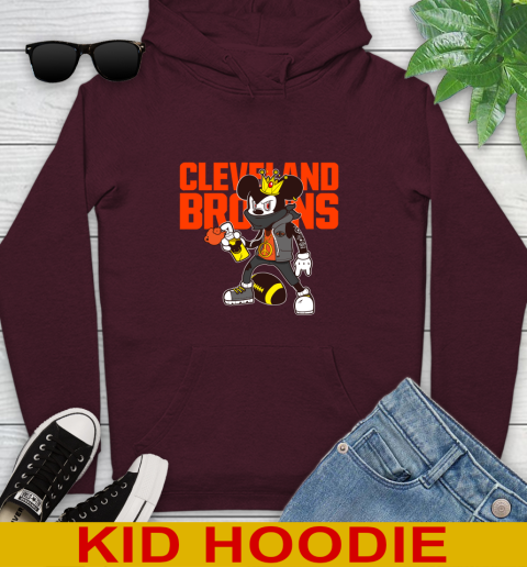 Cleveland Browns NFL Football Mickey Peace Sign Sports Youth Hoodie 7