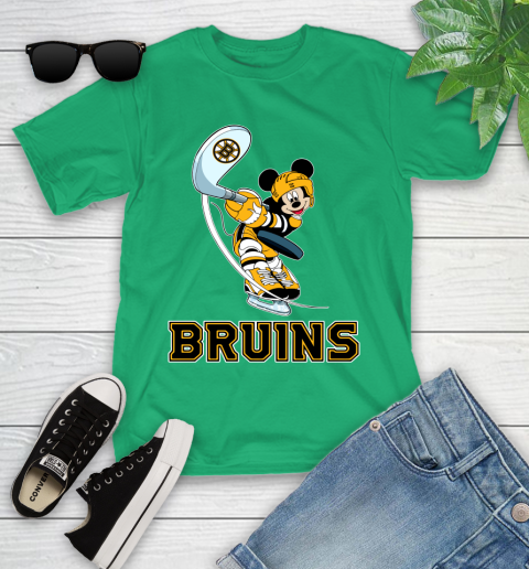 NHL Hockey Boston Bruins Cheerful Mickey Mouse Shirt Youth T-Shirt 6
