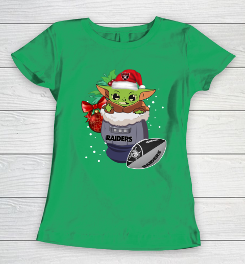 Oakland Raiders Christmas Baby Yoda Star Wars Funny Happy NFL Women's T-Shirt