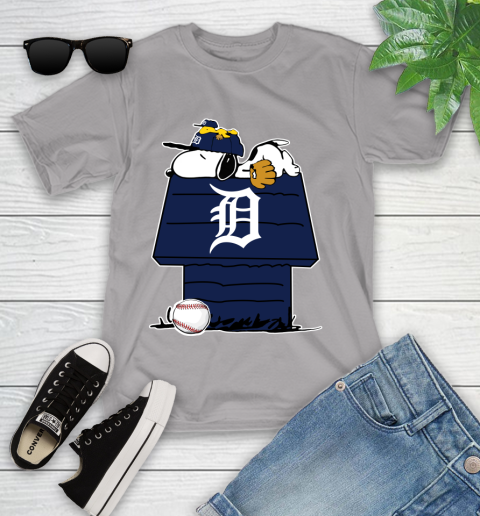 MLB Detroit Tigers Snoopy Woodstock The Peanuts Movie Baseball T Shirt Youth T-Shirt 4