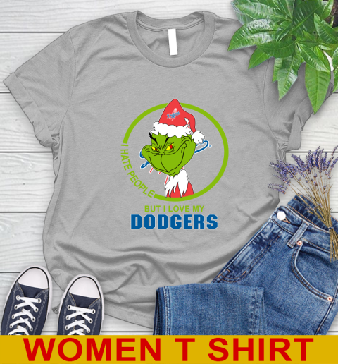 Los Angeles Dodgers MLB Christmas Grinch I Hate People But I Love My Favorite Baseball Team Women's T-Shirt 5