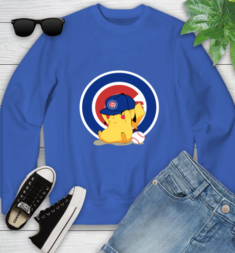 MLB Pikachu Baseball Sports Chicago Cubs Youth Sweatshirt 8