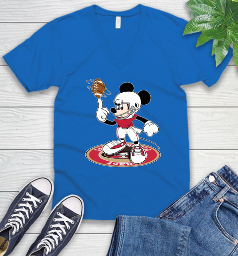 NFL Football San Francisco 49ers Cheerful Mickey Disney Shirt V-Neck T-Shirt 6