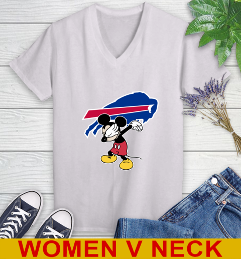 Buffalo Bills NFL Football Dabbing Mickey Disney Sports Women's V-Neck T-Shirt