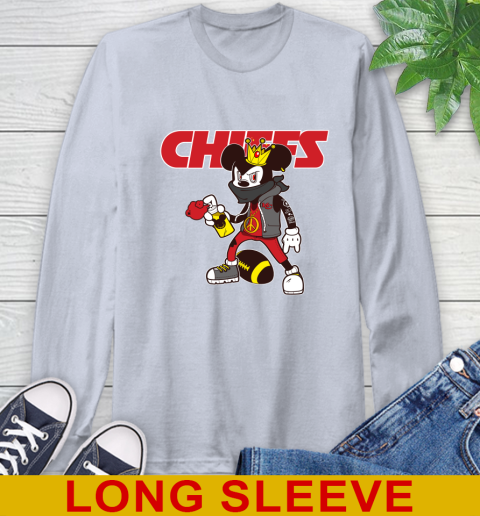 Kansas City Chiefs NFL Football Mickey Peace Sign Sports Long Sleeve T-Shirt 6