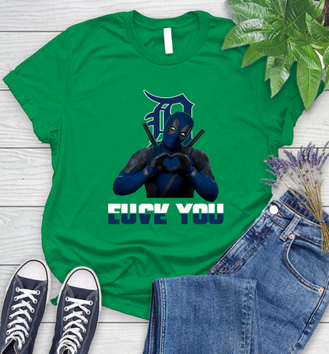 MLB Detroit Tigers Deadpool Love You Fuck You Baseball Sports Women's T-Shirt - Image 10