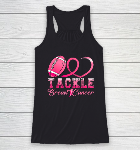 Tackle Breast Cancer Awareness Football Pink Ribbon Racerback Tank