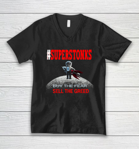 Super Stonks Astronaut To The Moon Funny PJ V-Neck T-Shirt