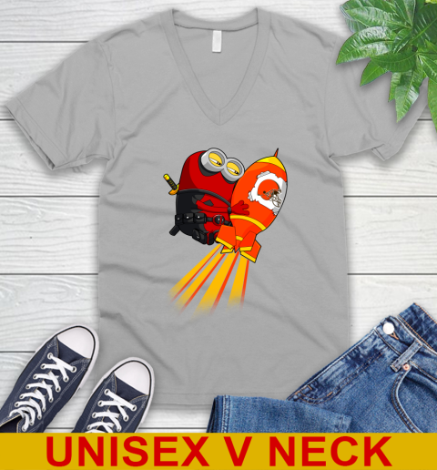 NFL Football Cleveland Browns Deadpool Minion Marvel Shirt V-Neck T-Shirt 3