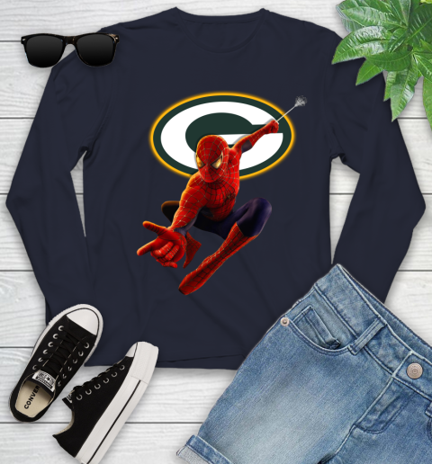 NFL Spider Man Avengers Endgame Football Green Bay Packers Youth Long Sleeve 3