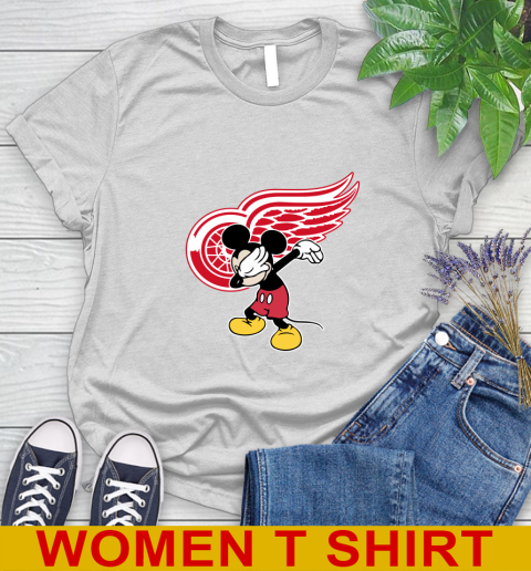 Detroit Red Wings NHL Hockey Dabbing Mickey Disney Sports Women's T-Shirt