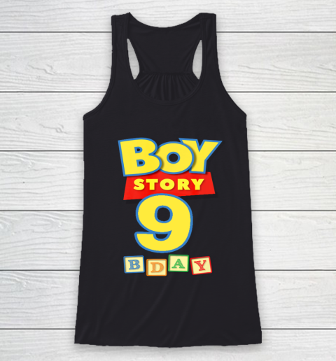 Toy Blocks Boy Story 9 Year Old Birthday Racerback Tank