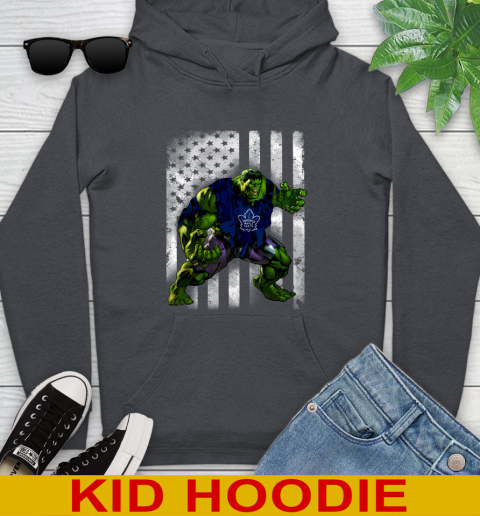 Toronto Maple Leafs Hulk Marvel Avengers NHL Hockey American Flag Youth Hoodie 9