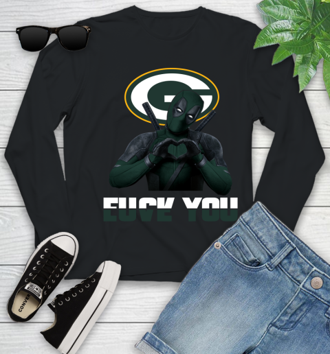NHL Green Bay Packers Deadpool Love You Fuck You Football Sports Youth Long Sleeve