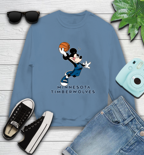 NBA Basketball Minnesota Timberwolves Cheerful Mickey Mouse Shirt Sweatshirt 8