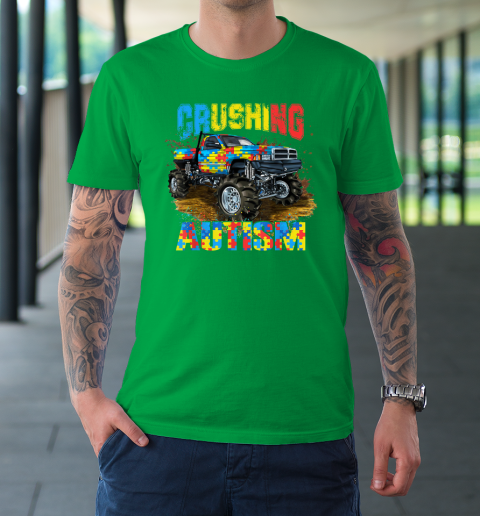 Crushing Autism Puzzle Monster Truck Autism Awareness T-Shirt 13