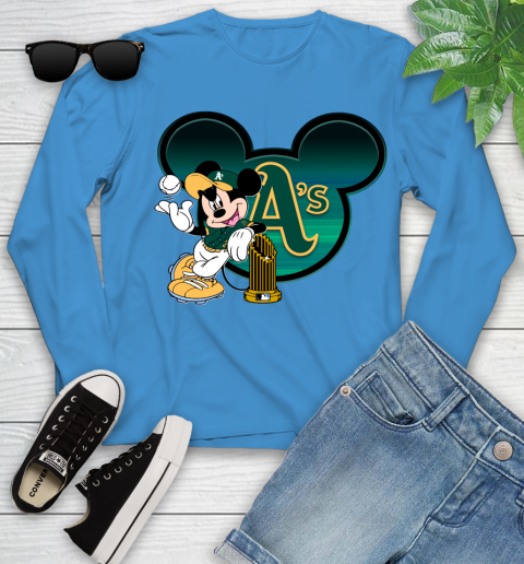 MLB Oakland Athletics The Commissioner's Trophy Mickey Mouse Disney Youth Long Sleeve 7