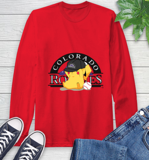 MLB Pikachu Baseball Sports Colorado Rockies Long Sleeve T-Shirt 10
