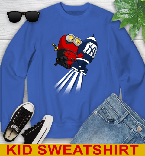 MLB Baseball New York Yankees Deadpool Minion Marvel Shirt Youth Sweatshirt 6