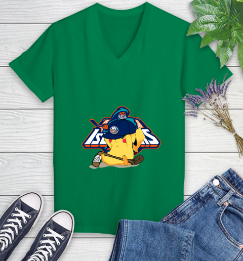 NHL Pikachu Hockey Sports New York Islanders Women's V-Neck T-Shirt 5