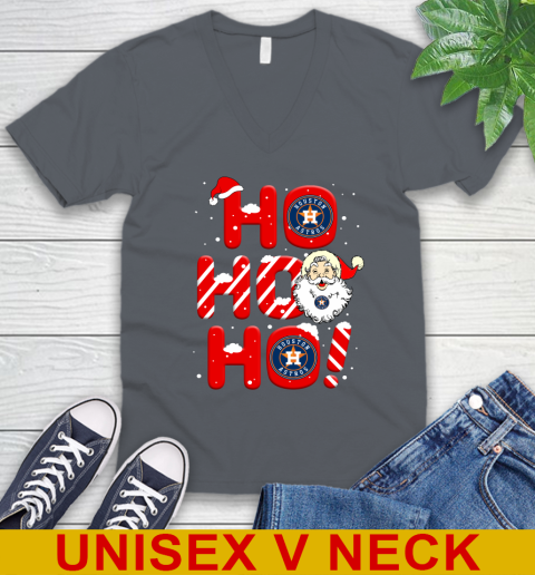 Houston Astros MLB Baseball Ho Ho Ho Santa Claus Merry Christmas Shirt V-Neck T-Shirt 4