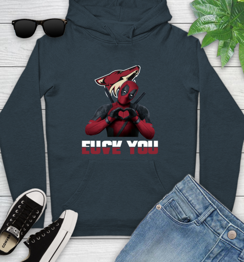 NHL Arizona Coyotes Deadpool Love You Fuck You Hockey Sports Youth Hoodie 10