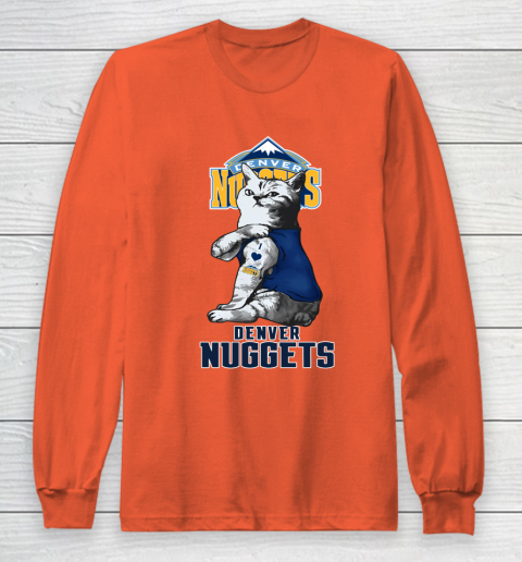 NBA Basketball My Cat Loves Denver Nuggets Long Sleeve T-Shirt 3