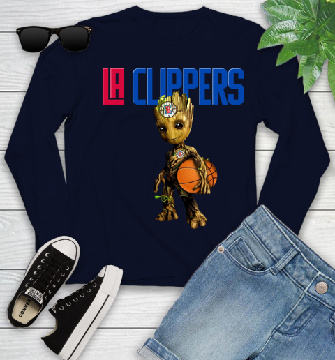 LA Clippers NBA Basketball Groot Marvel Guardians Of The Galaxy Youth Long Sleeve 3