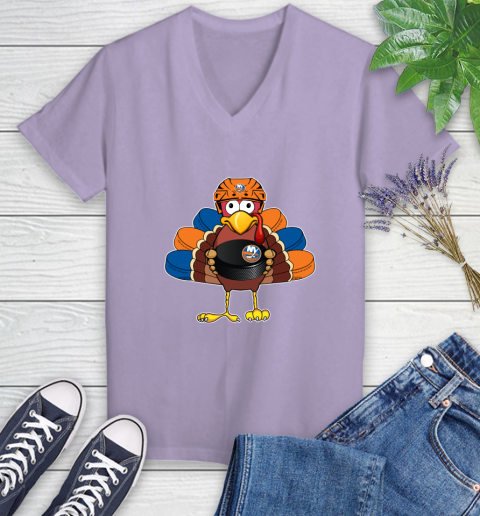 New York Islanders Turkey Thanksgiving Day Women's V-Neck T-Shirt - Image 15