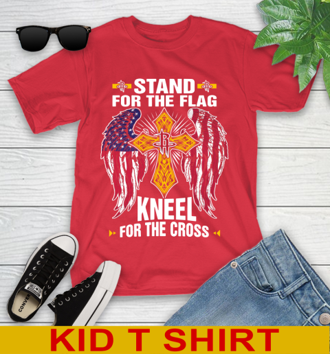 NBA Basketball Houston Rockets Stand For Flag Kneel For The Cross Shirt Youth T-Shirt 11