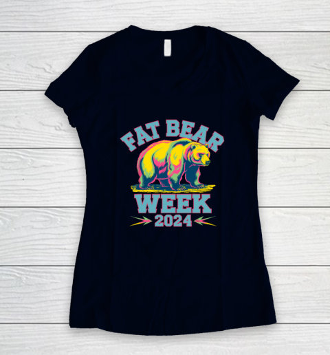 Fat Bear Week 2024 Grazer Animal Lover Alaska Katmai Nature Women's V-Neck T-Shirt 2