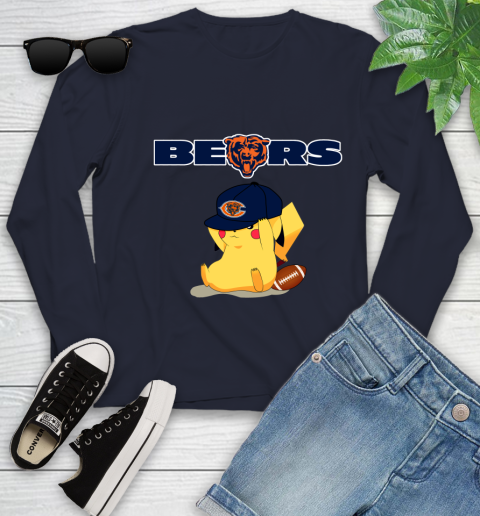 NFL Pikachu Football Sports Chicago Bears Youth Long Sleeve 3