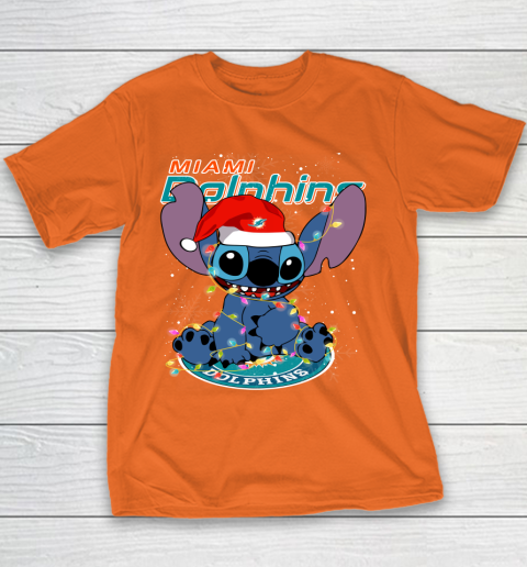 Miami Dolphins NFL Football noel stitch Christmas Youth T-Shirt 3