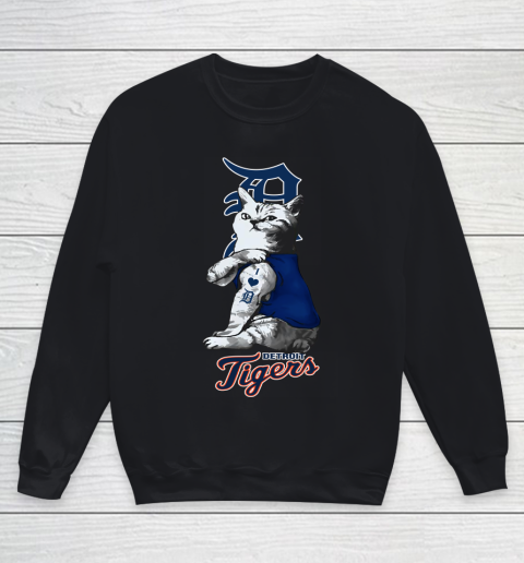 MLB Baseball My Cat Loves Detroit Tigers Youth Sweatshirt