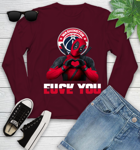 NBA Washington Wizards Deadpool Love You Fuck You Basketball Sports Youth Long Sleeve 6