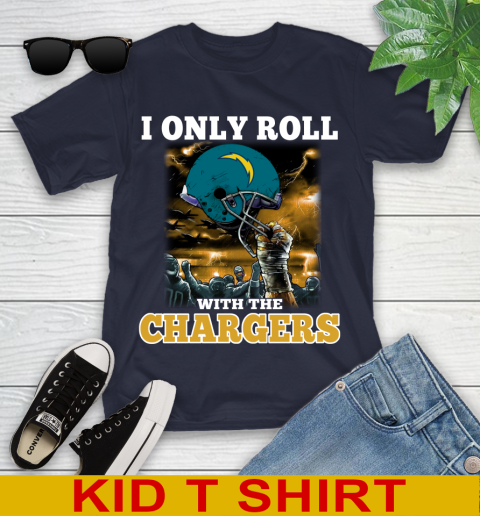 Los Angeles Chargers NFL Football I Only Roll With My Team Sports Youth T-Shirt 2