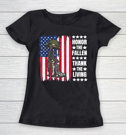 Honor The Fallen Thank The Living Memorial Day Veteran Women's T-Shirt