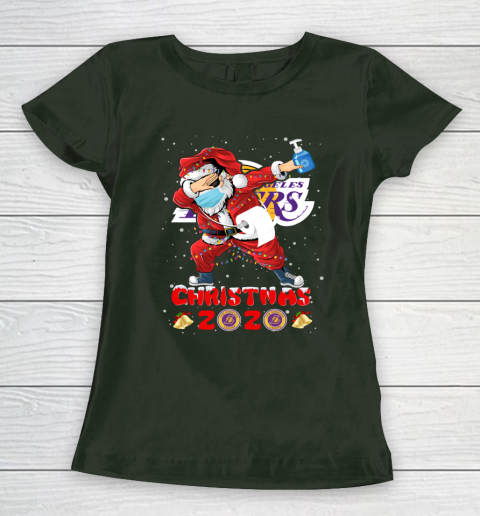 Los Angeles Lakers Funny Santa Claus Dabbing Christmas 2020 NBA Women's T-Shirt 4