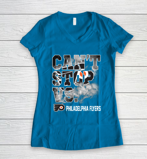 NHL Philadelphia Flyers Hockey Can't Stop Vs Women's V-Neck T-Shirt 5